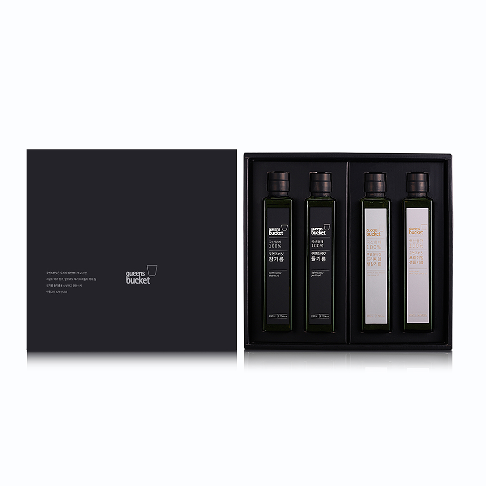 (백화점 판매용)[쿠엔즈버킷]
참기름 x 들기름 x 생참기름 x 생들기름 200ml 4종세트