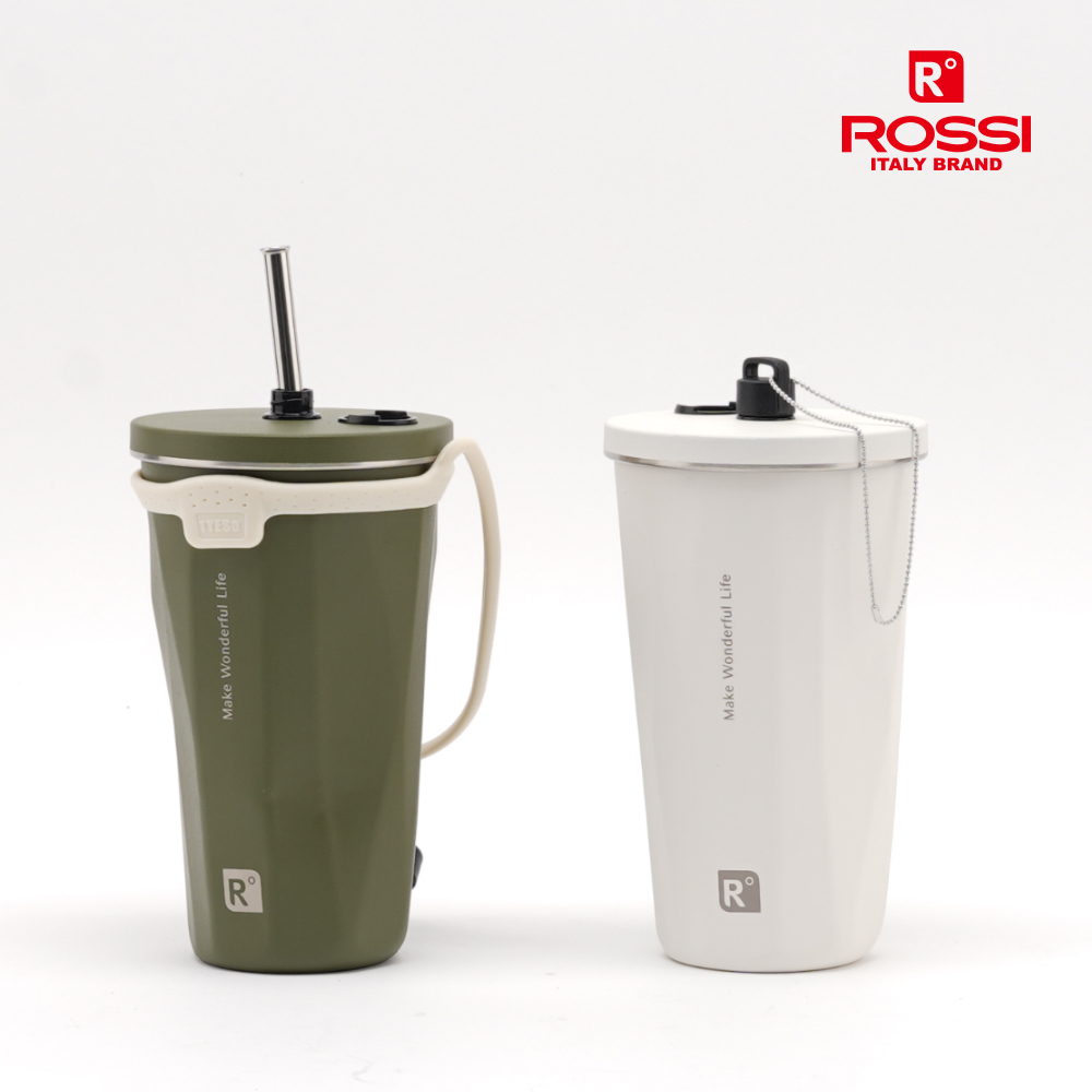 이태리 로시 스트랩 스트로 텀블러600ml+스트로 청소솔+캡set(아이보리,카키)