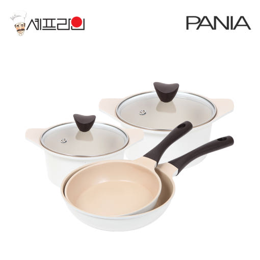 셰프라인 페니아(pania) 인덕션 IH 크림후라이팬,냄비 4종세트(20+28+16양+18편수)