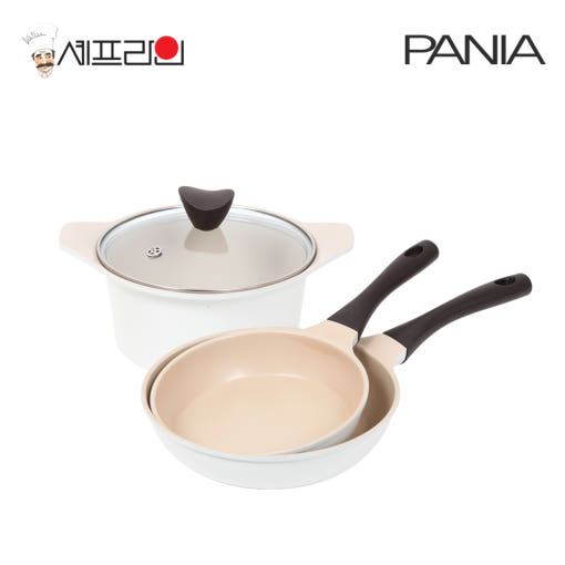 셰프라인 페니아(pania) 인덕션 IH 크림후라이팬,냄비 3종세트(24+28+18편)