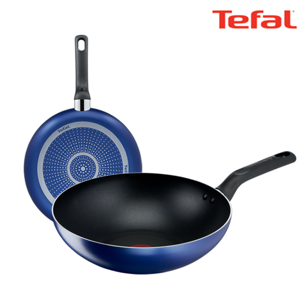 테팔 팬&냄비 PTFE 미드나잇 블루 2종세트 (프라이팬 24cm + 볶음팬 28cm)MNBE_FP24_FW28